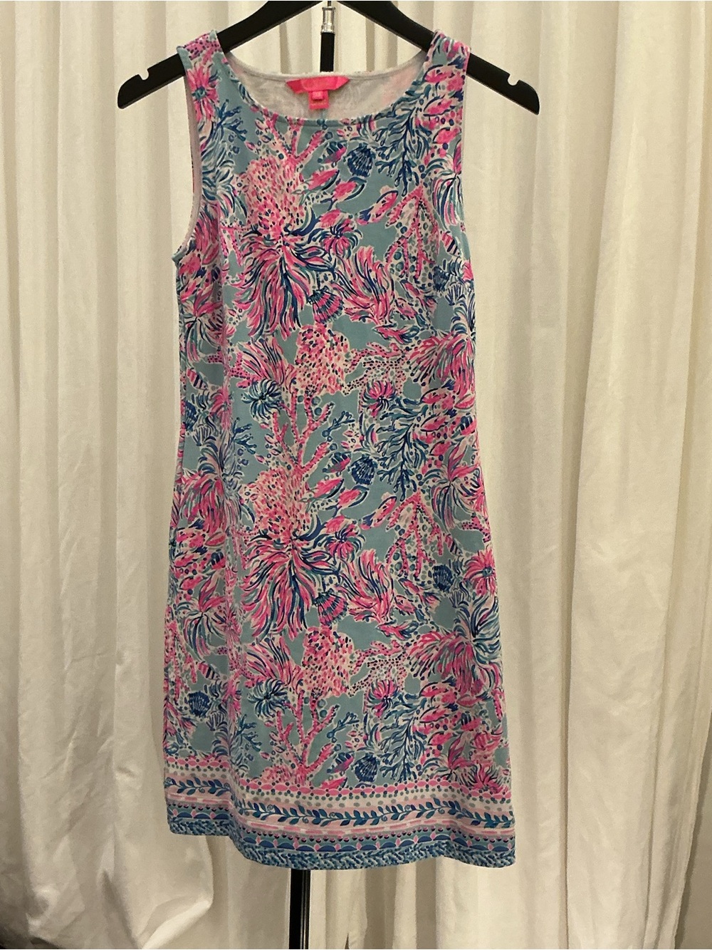 Lilly Pulitzer Sleeveless Shift Dress in Aqua, Pink & Navy